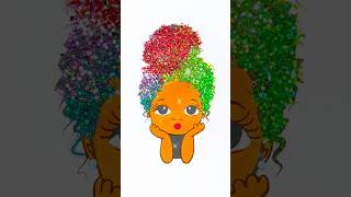 DIY Peekaboo Girl glitter Afro hairstyle 5 colors easy kids art kids afro glitter hairstyle [upl. by Arabel]