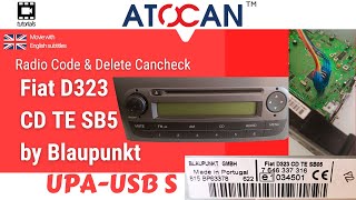 Fiat D323 CD TE SB5 by Blaupunkt  Read code and Delete Cancheck by UPA USBS [upl. by Uzia51]