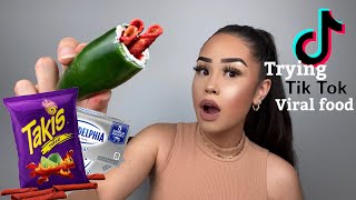 TRYING TAKIS CREAM CHEESE JALAPEÑOS  VIRAL TIKTOK FOOD [upl. by Olivier354]