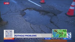 Massive potholes damaging vehicles across Southern California [upl. by Sucy179]