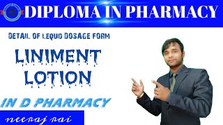 Liniment and lotion DIPLOMA IN PHARMACY PHARMACEUTICS [upl. by Lajes]