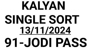 TODAY FIX JODI 13112024 KALYAN SINGLE OPAN SINGLE JODI [upl. by Tallia181]