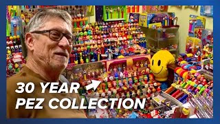 Antique shop owner shows off 30year Pez dispenser collection [upl. by Anzovin]