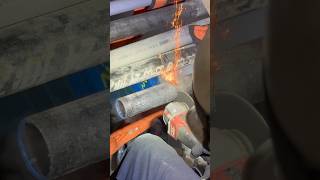 Dangerous grinder work cutting cast iron plumbingpipes plumbing plumber [upl. by Slack]