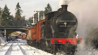 First snow of 2023 winter season hits NYMR and Grosmont as P3 No 2392 takes freight to Goathland [upl. by Katina]