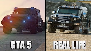 GTA 5 ONLINE NEW GUNRUNNING DLC CARS amp VEHICLES IN REAL LIFE GTA 5 GUNRUNNING UPDATE [upl. by Avot]