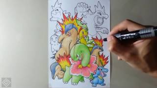 All Starters Pokemon 2 Pokemon drawing  Labyrinth Draw [upl. by Deeyn]