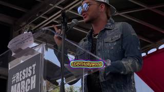 ADAM LAMBERT On Stage amp BACKStage  Resist March  Exclusive  LGBT Hollywood [upl. by Laural]