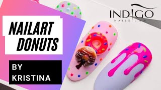 Nailart  comment réaliser un donuts 3d en art gum gel Indigo  Indigonails Belgium [upl. by Rosati]