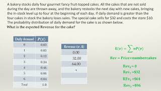 The Expected Value Example  5 The Bakery Expected Revenue [upl. by Reginauld]