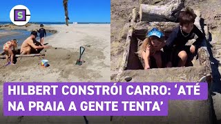 Rodrigo Hilbert constrói carro de areia para a filha na praia A gente tenta dar um jeito [upl. by Nylsaj]