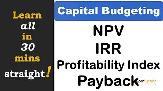 Capital Budgeting Techniques in English  NPV IRR  Payback Period and PI accounting [upl. by Guod229]