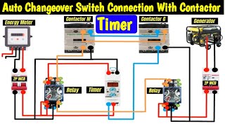 how to Wire an Auto Changeover Switch Connection with Contactor and Timer MianElectric [upl. by Gninnahc]