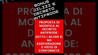 Bonus edilizi sotto i 40000 € NO asseverazione e visto di conformità shorts [upl. by Margarida]