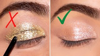 How To Apply Glitter on CREASED or HOODED Eyelids 3 Ways [upl. by Arretnahs88]