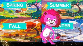 Seasons Song for Kids  Children songs  Singing Pink Lion Leo [upl. by Yracaz]