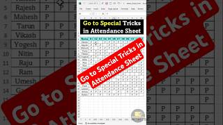 Go to Special Tricks in Attendance Sheet  Attendance Sheet Tricks  Go to Special  exceltricks [upl. by Lyon]