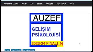 Auzef Gelişim Psikolojisi 2024 Final Soruları [upl. by Elia]