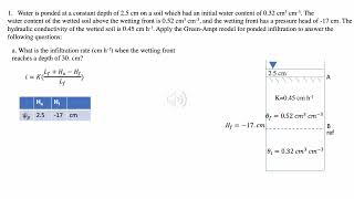 GreenAmpt ponded infiltration  example calculations [upl. by Euqinotna937]