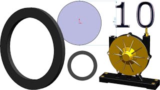 10Project 51 Tesla Turbine 2 Turbo Pump SolidWorks Tutorial rubber sealing [upl. by Uriah]