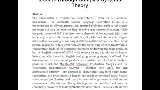 Human Versus Machine Intelligence Assessing Natural Language Generation Models Through Complex Syste [upl. by Aztinad]