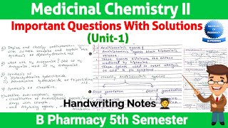 Medicinal chemistry 5th semester important questions with solution ll Unit 1 ll Pharma lectures ll [upl. by Rollo]