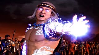 MORTAL KOMBAT 11  Fire God Liu Kang Transformation Scene Raiden  Liu Kang Fusion MK11 2019 [upl. by Enitsuj]