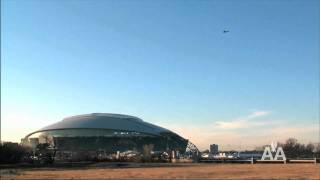 American Airlines quotFlagship Detroitquot Flyover Cowboys Stadium [upl. by Namyw]