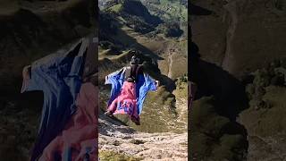 Sputnik Exit in Walenstadt Swizterland🇨🇭wingsuit short shortvideo shorts basejump [upl. by Lathrope216]