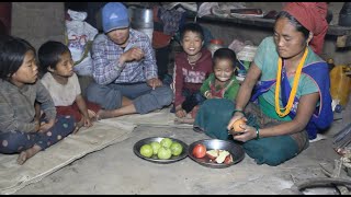 Myvillage official videos EP 602  First time eating apple by village family [upl. by Eevets]