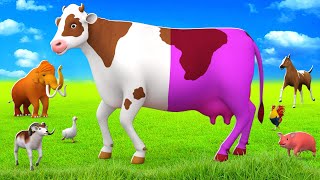 Funny Magical Color Changing Cow vs Mammoth  Magical Cow Saves Farm Animals  Animal Cartoons [upl. by Ledeen]