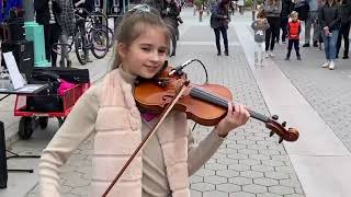 11 year old girl Karolina Protsenko playing on the street violin [upl. by Aciraa]