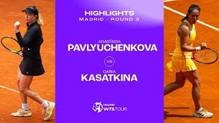 Anastasia Pavlyuchenkova vs Daria Kasatkina  2024 Madrid Round 3  WTA Match Highlights [upl. by Maguire]