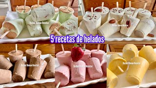 Paletas cremositas 5 sabores que te van a encantarfresanuezchocolate y platano😋 [upl. by Enilesoj]