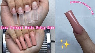 SUPER EASY POLYGEL NAIL SET USING TIPS  MADAM GLAM GEL POLISH  Nail Tutorial for Beginners [upl. by Aire]