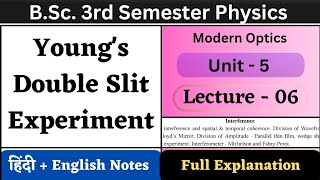 Youngs double slit experiment  BSc 3rd Semester Physics  Unit5  L06  Modern Optics [upl. by Rochelle185]