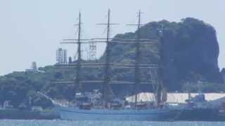 Sail Training ship Nippon Maru II entering the Inland Sea Japan [upl. by Pufahl722]