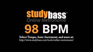 98 BPM Online Metronome 3 min  StudyBass [upl. by Conrade636]