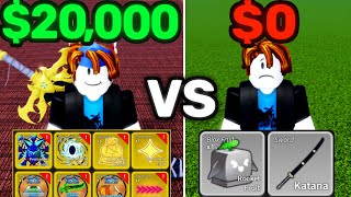 Level 1  2550 PAY TO WIN vs FREE TO PLAY Race Blox Fruits [upl. by Eberta]