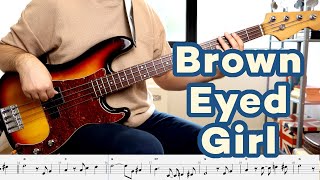 Van Morrison  Brown Eyed Girl Bass cover with tabs chords sheet music [upl. by Atnahsal190]