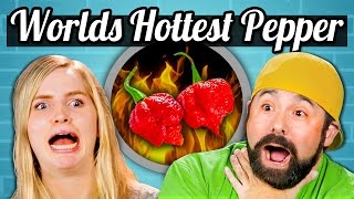 WORLDS HOTTEST PEPPER CHALLENGE  TEENSADULTS vs FOOD [upl. by Yatnoed]