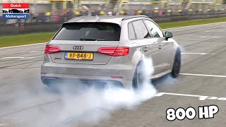 800HP Audi RS3 Drag Racing  Crazy Burnouts [upl. by Sivi798]