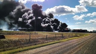 Train derailment VIDEO catches fire [upl. by Lejna608]