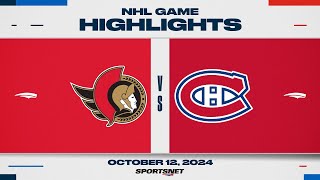 NHL Highlights  Senators vs Canadiens  October 12 2024 [upl. by Lem]