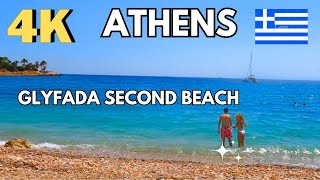 Glyfada Second Beach Athens Greece 🇬🇷 4K summer travel athens beachwalk greece glyfada [upl. by Latvina]