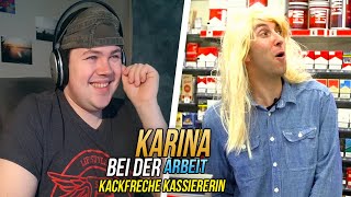 Karina bei der Arbeit  Kackfreche Kassiererin   REAKTION [upl. by Nidroj]