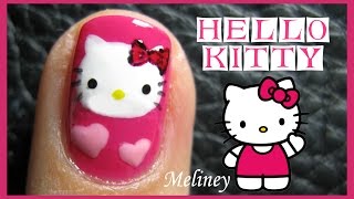 HELLO KITTY NAILS  FREEHAND ANIMAL CARTOON NAIL ART DESIGN TUTORIAL FOR SHORT NAILS [upl. by Alekram]