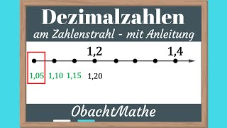 Dezimalzahlen Kommazahlen am Zahlenstrahl ablesen und eintragen  ganz einfach erklärt ObachtMathe [upl. by Lucais578]