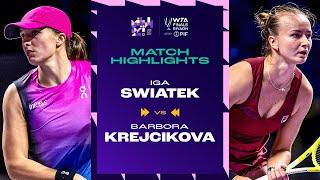 Iga Swiatek vs Barbora Krejcikova  2024 WTA Finals Riyadh Group Stage  Match Highlights [upl. by Nassah]