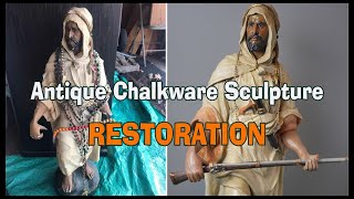 Antique Chalkware Plaster Statue Restoration and Painting [upl. by Barbe817]